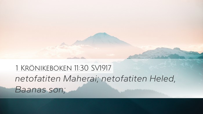 1 Krönikeboken 11:30 SV1917 Bible Verse Image