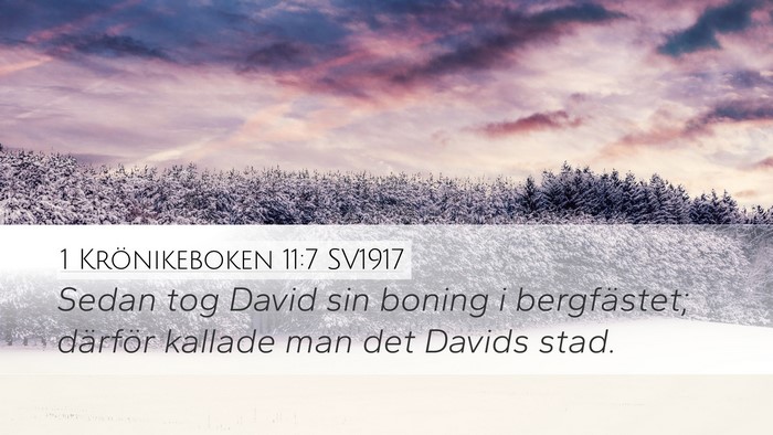 1 Krönikeboken 11:7 SV1917 Desktop Wallpaper - Sedan tog David sin boning i bergfästet; - Desktop Bible Verse Wallpaper