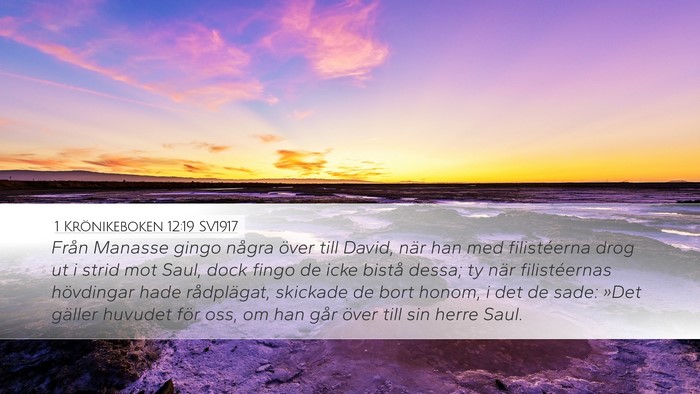 1 Krönikeboken 12:19 SV1917 Bible Verse Image
