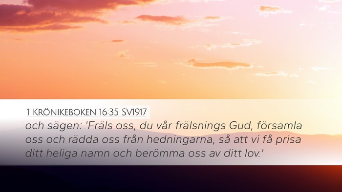 1 Krönikeboken 16:35 SV1917 Bible Verse Image