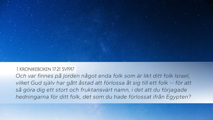 1 Krönikeboken 17:21 SV1917 Bible Verse Image