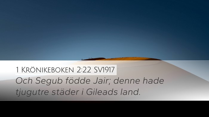 1 Krönikeboken 2:22 SV1917 Desktop Wallpaper - Och Segub födde Jair; denne hade tjugutre - Desktop Bible Verse Wallpaper