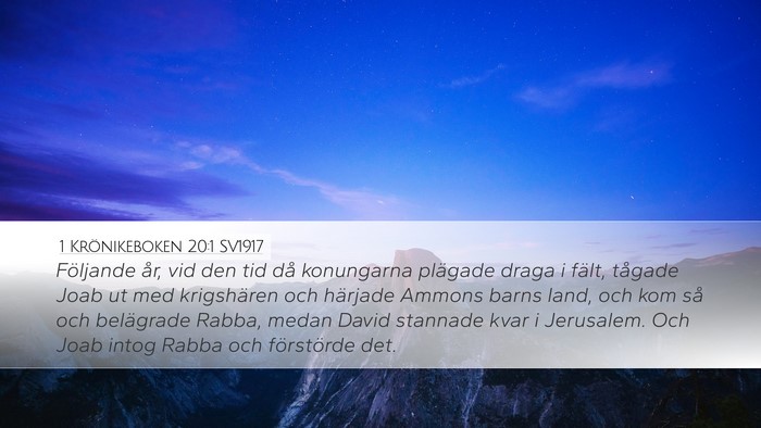 1 Krönikeboken 20:1 SV1917 Bible Verse Image