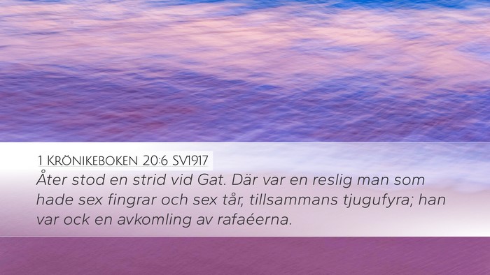 1 Krönikeboken 20:6 SV1917 Bible Verse Image