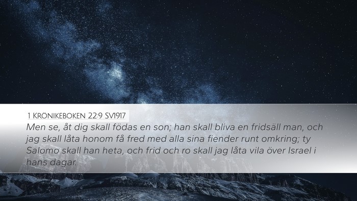 1 Krönikeboken 22:9 SV1917 Bible Verse Image