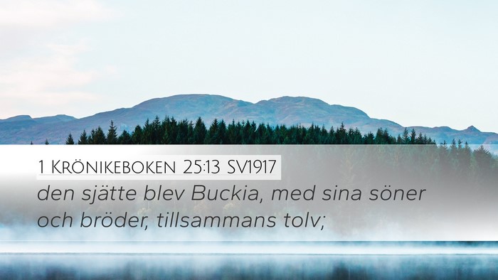 1 Krönikeboken 25:13 SV1917 Desktop Wallpaper - den sjätte blev Buckia, med sina söner och - Desktop Bible Verse Wallpaper