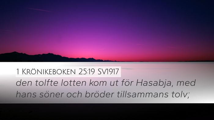 1 Krönikeboken 25:19 SV1917 Desktop Wallpaper - den tolfte lotten kom ut för Hasabja, med hans - Desktop Bible Verse Wallpaper
