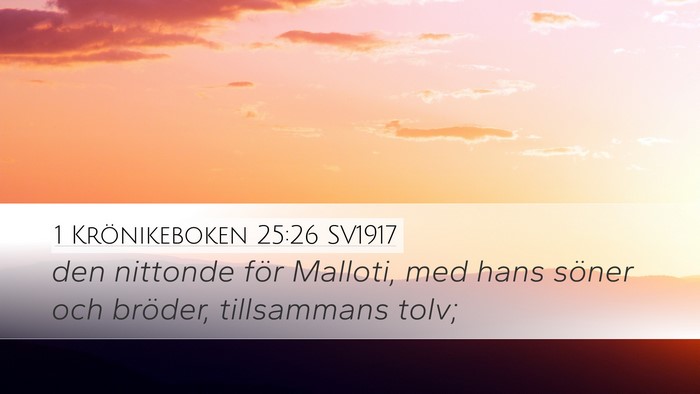1 Krönikeboken 25:26 SV1917 Desktop Wallpaper - den nittonde för Malloti, med hans söner och - Desktop Bible Verse Wallpaper
