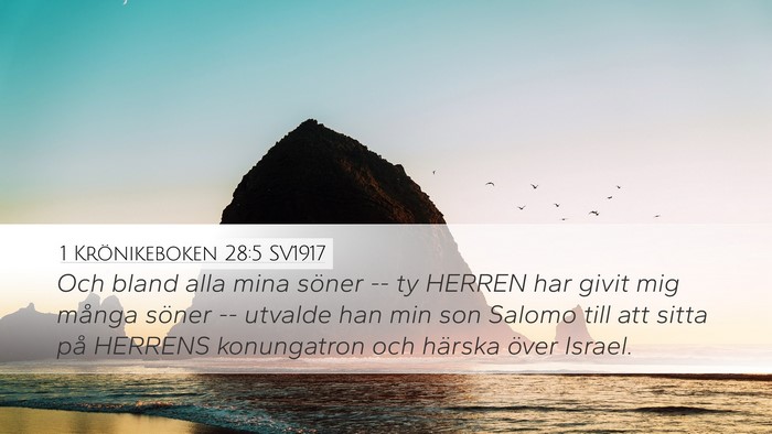 1 Krönikeboken 28:5 SV1917 Bible Verse Image