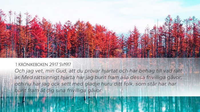 1 Krönikeboken 29:17 SV1917 Bible Verse Image
