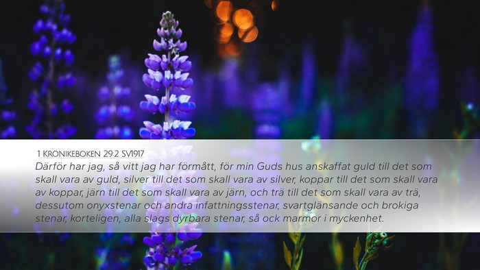 1 Krönikeboken 29:2 SV1917 Bible Verse Image