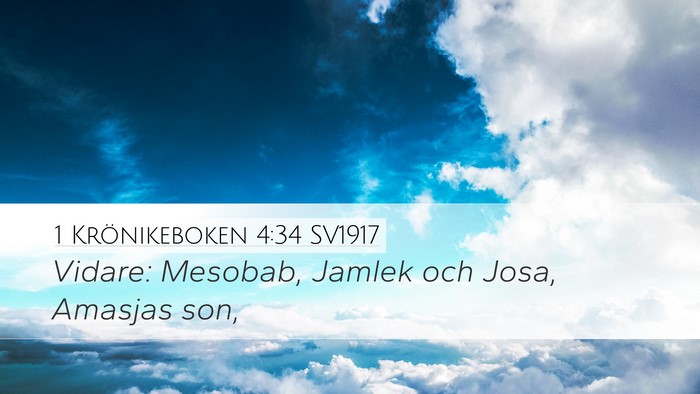 1 Krönikeboken 4:34 SV1917 Bible Verse Image