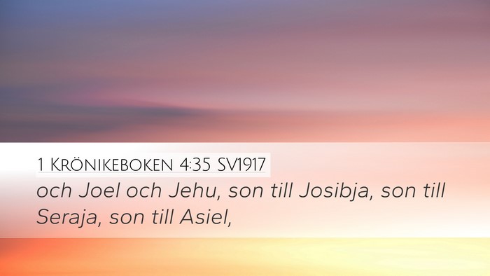 1 Krönikeboken 4:35 SV1917 Desktop Wallpaper - och Joel och Jehu, son till Josibja, son till - Desktop Bible Verse Wallpaper