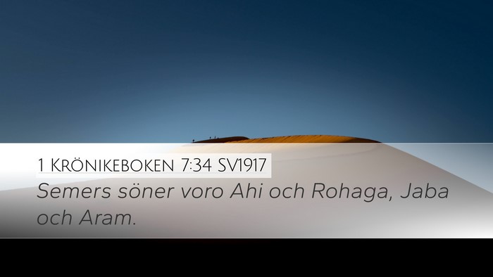 1 Krönikeboken 7:34 SV1917 Desktop Wallpaper - Semers söner voro Ahi och Rohaga, Jaba och - Desktop Bible Verse Wallpaper