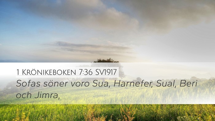 1 Krönikeboken 7:36 SV1917 Desktop Wallpaper - Sofas söner voro Sua, Harnefer, Sual, Beri och - Desktop Bible Verse Wallpaper