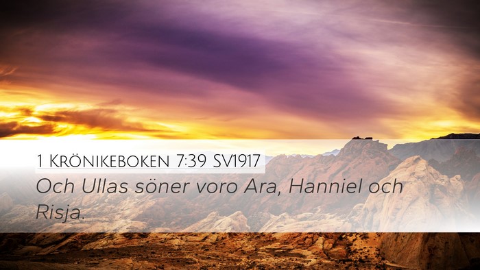 1 Krönikeboken 7:39 SV1917 Desktop Wallpaper - Och Ullas söner voro Ara, Hanniel och - Desktop Bible Verse Wallpaper