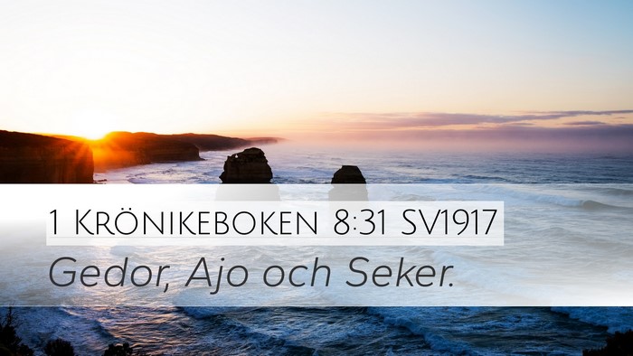 1 Krönikeboken 8:31 SV1917 Bible Verse Image