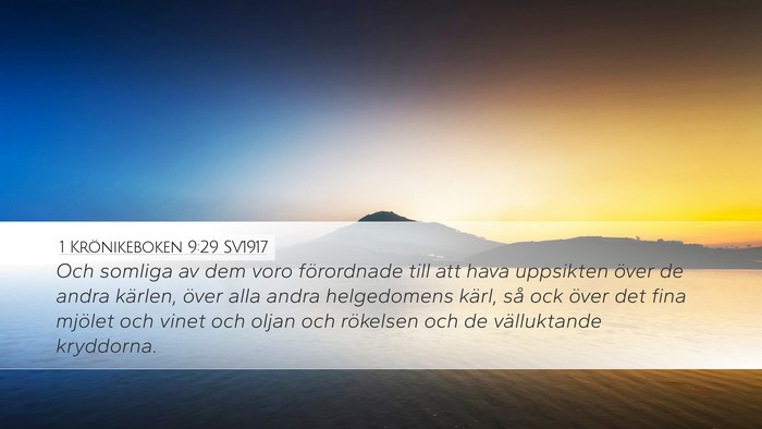 1 Krönikeboken 9:29 SV1917 Bible Verse Image