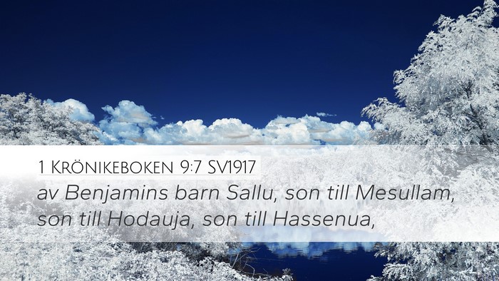 1 Krönikeboken 9:7 SV1917 Bible Verse Image