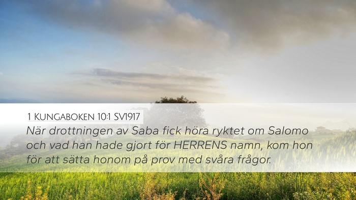 1 Kungaboken 10:1 SV1917 Bible Verse Image
