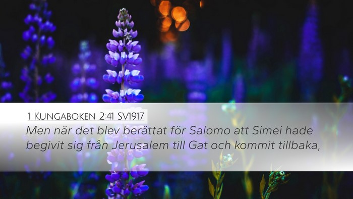 1 Kungaboken 2:41 SV1917 Desktop Wallpaper - Men när det blev berättat för Salomo att Simei - Desktop Bible Verse Wallpaper