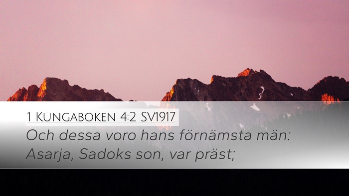 1 Kungaboken 4:2 SV1917 Bible Verse Image