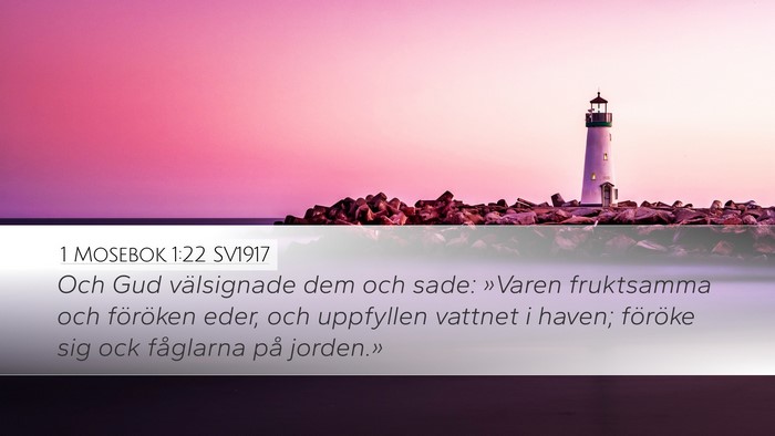 1 Mosebok 1:22 SV1917 Bible Verse Image