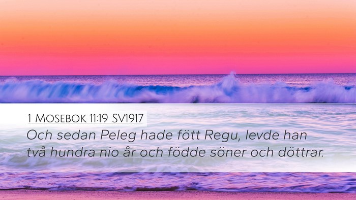 1 Mosebok 11:19 SV1917 Desktop Wallpaper - Och sedan Peleg hade fött Regu, levde han två - Desktop Bible Verse Wallpaper