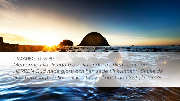 1 Mosebok 3:1 SV1917 Desktop Wallpaper - Men ormen var listigare än alla andra markens - Desktop Bible Verse Wallpaper