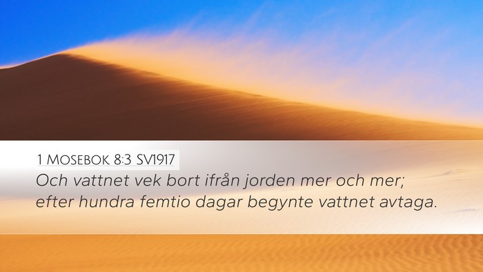 1 Mosebok 8:3 SV1917 Bible Verse Image