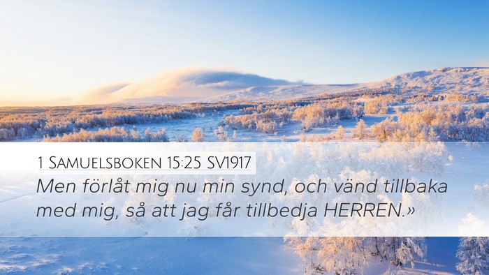 1 Samuelsboken 15:25 SV1917 Desktop Wallpaper - Men förlåt mig nu min synd, och vänd tillbaka - Desktop Bible Verse Wallpaper