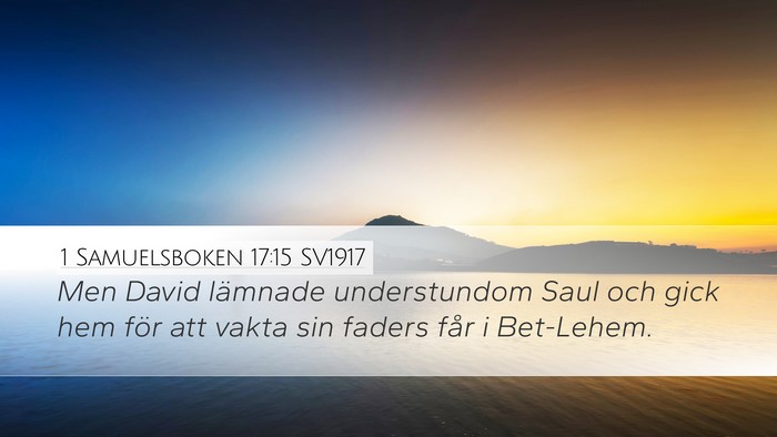 1 Samuelsboken 17:15 SV1917 Bible Verse Image