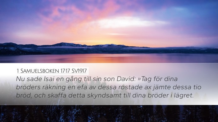 1 Samuelsboken 17:17 SV1917 Desktop Wallpaper - Nu sade Isai en gång till sin son David: »Tag - Desktop Bible Verse Wallpaper