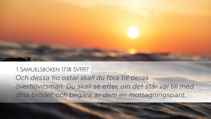 1 Samuelsboken 17:18 SV1917 Bible Verse Image