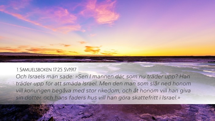 1 Samuelsboken 17:25 SV1917 Bible Verse Image