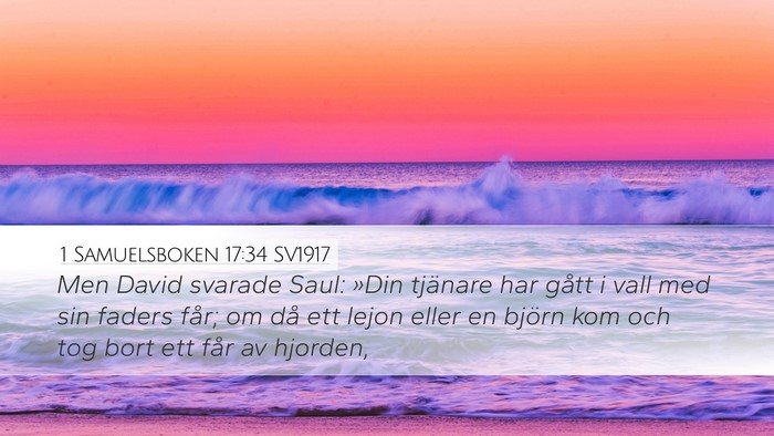 1 Samuelsboken 17:34 SV1917 Bible Verse Image