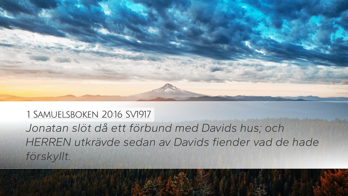 1 Samuelsboken 20:16 SV1917 Bible Verse Image