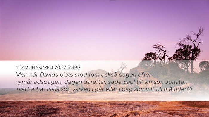 1 Samuelsboken 20:27 SV1917 Bible Verse Image
