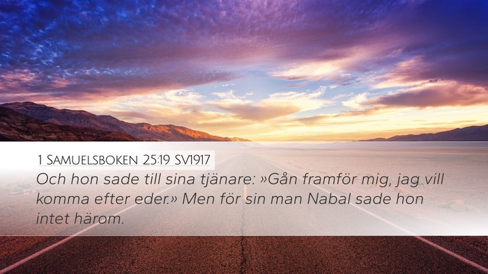 1 Samuelsboken 25:19 SV1917 Bible Verse Image