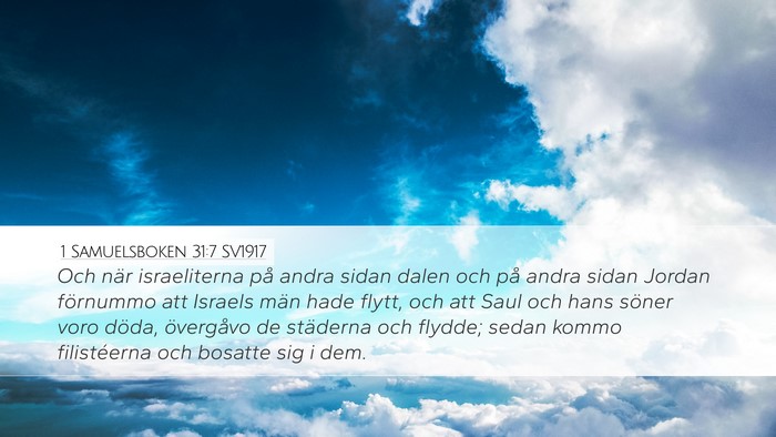 1 Samuelsboken 31:7 SV1917 Bible Verse Image