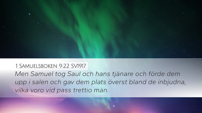 1 Samuelsboken 9:22 SV1917 Desktop Wallpaper - Men Samuel tog Saul och hans tjänare och förde - Desktop Bible Verse Wallpaper