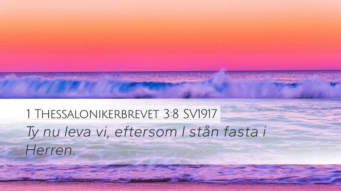 1 Thessalonikerbrevet 3:8 SV1917 Bible Verse Image