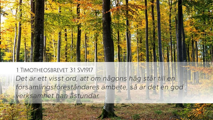 1 Timotheosbrevet 3:1 SV1917 Bible Verse Image