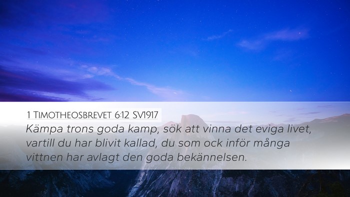 1 Timotheosbrevet 6:12 SV1917 Bible Verse Image