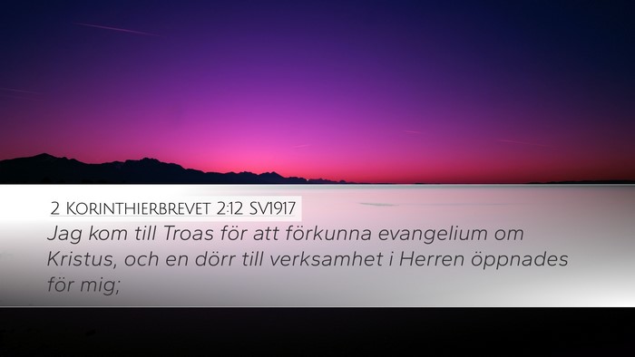 2 Korinthierbrevet 2:12 SV1917 Bible Verse Image