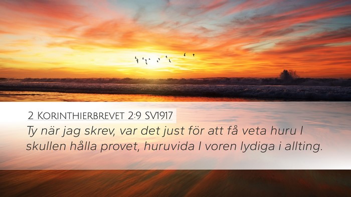 2 Korinthierbrevet 2:9 SV1917 Bible Verse Image