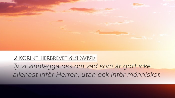 2 Korinthierbrevet 8:21 SV1917 Bible Verse Image
