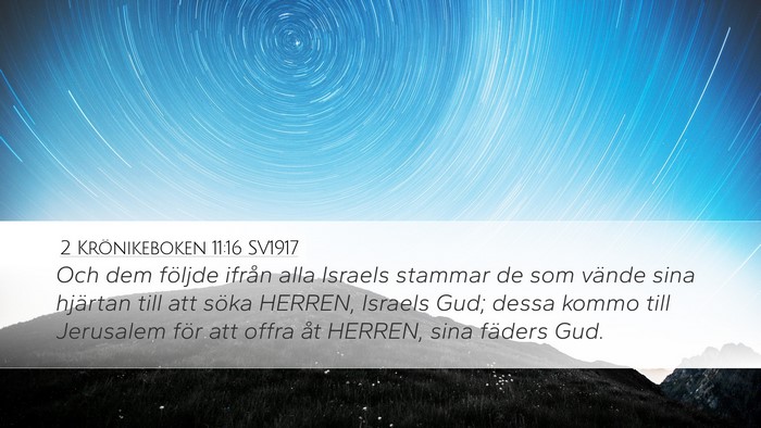 2 Krönikeboken 11:16 SV1917 Bible Verse Image