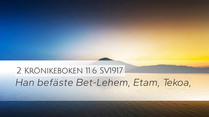 2 Krönikeboken 11:6 SV1917 Bible Verse Image