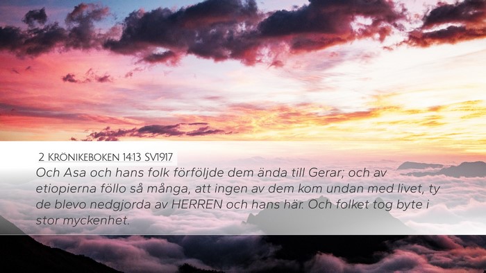 2 Krönikeboken 14:13 SV1917 Bible Verse Image